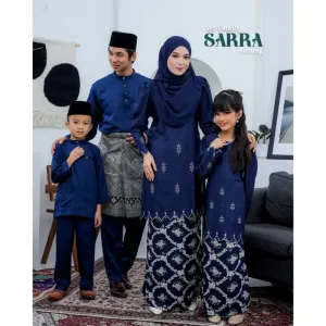 MOFF Set FAMILY BAJU KURUNG MODEN SARRA In NAVY BLUE | Kurung Moden by Moff2U