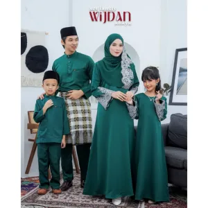 SET FAMILY ABAYA WIJDAN BAJU MELAYU IN EMERALD GREEN RAYA 2026 | ABAYA BY MOFF2u
