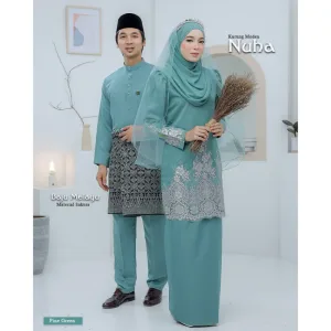 BAJU KURUNG MODEN Bridal Set NUHA In PINE GREEN | Full set 7 Item | Tunang | Nikah | BAJU KURUNG LACEBY MOFF2U