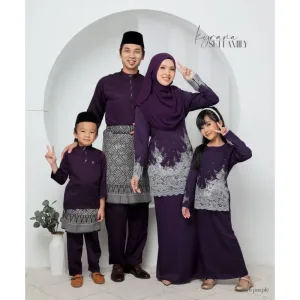 Set Family Baju Kurung Moden Kyrana In Dark Purple I Kurung Moden I Ayah Anak I Ibu I Moden I Set Family By Moff2u