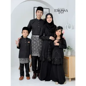 Moff Set Family BAJU Kurung Moden Erossa IN BLACK Dewasa | Budak by MOFF2U