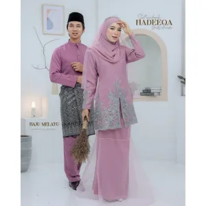BAJU KURUNG MODEN Bridal Set Hadeeqa In DUSTY PURPLE | Full set 7 Item | Tunang | Nikah | BAJU KURUNG LACEBY MOFF2U