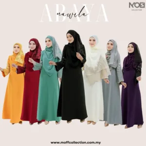 NEW DESIGN JUBAH ABAYA KEBARUNG NAWILA TANPA SHAWL IN 7 COLOUR I DINNER I KENDURI I MAJLIS AKIKAH BY MOFF COLLECTION