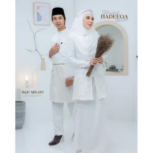 BAJU KURUNG MODEN Bridal Set Hadeeqa In OFF WHITE | Full set 7 Item | Tunang | Nikah | BAJU KURUNG LACEBY MOFF2U