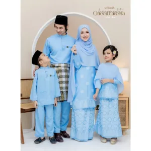 Set Family Songket Lateefa In BABY BLUE I Kurung Moden I Ayah Anak I Ibu I Moden I Set Family By Moff2u