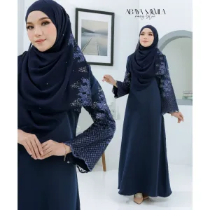 NEW DESIGN JUBAH ABAYA KEBARUNG NAWILA SEKALI SHAWL IN 5 COLOUR I DINNER I KENDURI I MAJLIS AKIKAH BY MOFF COLLECTION