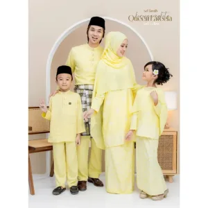 Set Family Songket Lateefa In SOFT YELLOW I Kurung Moden I Ayah Anak I Ibu I Moden I Set Family By Moff2u