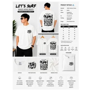LET’S SURF Waves Venice Beach Oversized T-Shirt