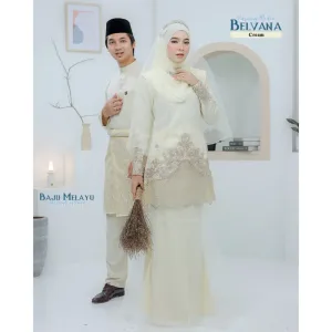 BAJU KURUNG MODEN Bridal Set Belvana In CREAM | Full set 7 Item | Tunang | Nikah | BAJU KURUNG LACEBY MOFF2U
