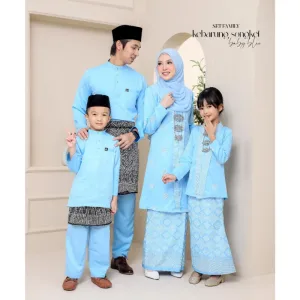 Set Family KEBARUNG IN BABY BLUE I KEBARUNG Moden I Ayah Anak I Ibu I Moden I Set Family By Moff2u