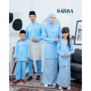 MOFF Set FAMILY BAJU KURUNG MODEN SARRA In BABY BLUE | Kurung Moden by Moff2U