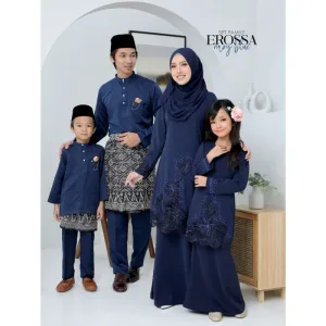 Moff Set Family BAJU Kurung Moden Erossa IN NAVY BLUE Dewasa | Budak by MOFF2U