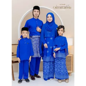 Set Family Songket Lateefa In ROYAL BLUE I Kurung Moden I Ayah Anak I Ibu I Moden I Set Family By Moff2u