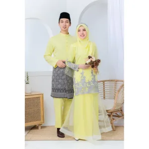 MOFF 10 ITEM - 1 HARGA Bridal Set BAJU Kurung Moden Layla In Soft Yellow | Nikah Kahwin |Tunang BAJU KURUNG LACE