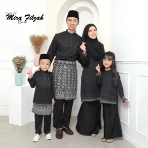 Moff Set Family BAJU Kurung Moden MIRA Filzah IN BLACK Dewasa | Budak by MOFF2U