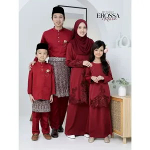 Moff Set Family BAJU Kurung Moden Erossa IN MAROON Dewasa | Budak by MOFF2U