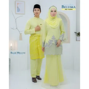BAJU KURUNG MODEN Bridal Set Belvana In SOFT YELLOW | Full set 7 Item | Tunang | Nikah | BAJU KURUNG LACEBY MOFF2U