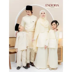 Set Family kurung moden Endora In CREAM I Kurung Moden I Ayah Anak I Ibu I Moden I Set Family By Moff2u