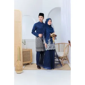 MOFF 10 ITEM - 1 HARGA Bridal Set BAJU Kurung Moden Layla In Navy BLUE | Nikah Kahwin |Tunang BAJU KURUNG LACE