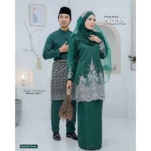 BAJU KURUNG MODEN Bridal Set NUHA In EMERALD GREEN | Full set 7 Item | Tunang | Nikah | BAJU KURUNG LACEBY MOFF2U
