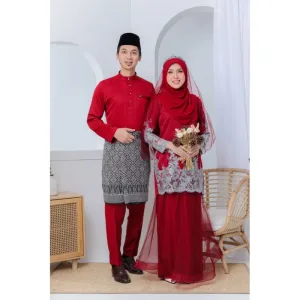 MOFF 10 ITEM - 1 HARGA Bridal Set BAJU Kurung Moden Layla In Maroon | Nikah Kahwin |Tunang BAJU KURUNG LACE