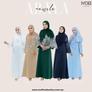 NEW DESIGN JUBAH ABAYA KEBARUNG NAWILA TANPA SHAWL IN 5 COLOUR I DINNER I KENDURI I MAJLIS AKIKAH BY MOFF COLLECTION