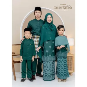 Set Family Songket Lateefa In EMERALD GREEN I Kurung Moden I Ayah Anak I Ibu I Moden I Set Family By Moff2u
