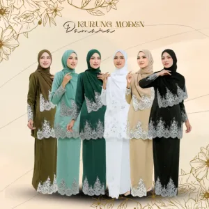 NEW DESIGN !! Kurung Moden Damara sekali SHAWL In 6 Colour I Kurung Moden I Tunang I Nikah By Moff2U