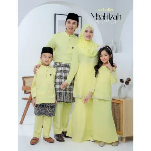 Moff Set Family BAJU Kurung Moden MIRA Filzah IN SOFT YELLOW I Dewasa | Budak by MOFF2U