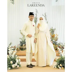 MOFF Bridal Set BAJU DRESS Lareenda In CREAM | Nikah Kahwin |Tunang | Full set Kurung Moden