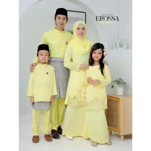 Moff Set Family BAJU Kurung Moden Erossa IN SOFT YELLOW Dewasa | Budak by MOFF2U