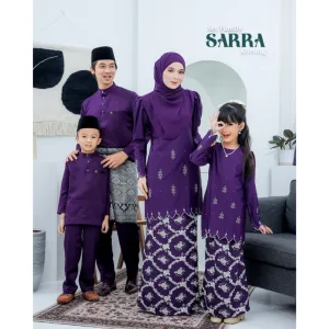 MOFF Set FAMILY BAJU KURUNG MODEN SARRA In DARK PURPLE | Kurung Moden by Moff2U