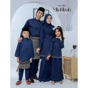 Moff Set Family BAJU Kurung Moden MIRA Filzah IN NAVY BLUE I Dewasa | Budak by MOFF2U