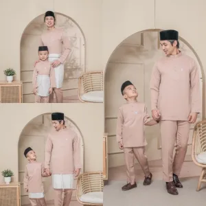BAJU MELAYU SEDONDON |SET AYAH DAN ANAK| BAJU MELAYU SLIM FIT | BAJU MELAYU NUDE CHAMPAGNE | BAJU MELAYU RAYA 2024