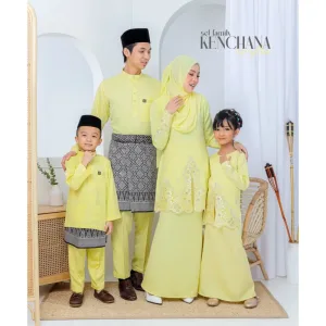 FULL SET FAMILY BAJU KRUNG KENCHANA | RAYA SEDONDON | BAJU KURUNG MODEN | KURUNG YELLOW | BAJU RAYA 2023 | BY MOFF2U