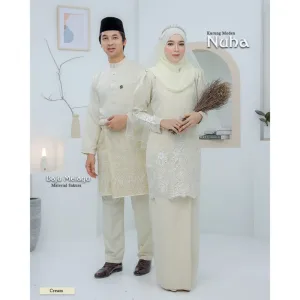 BAJU KURUNG MODEN Bridal Set NUHA In CREAM | Full set 7 Item | Tunang | Nikah | BAJU KURUNG LACEBY MOFF2U