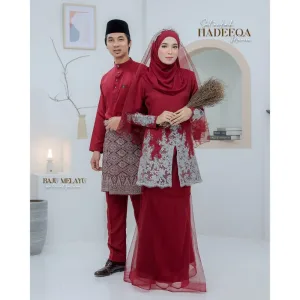 BAJU KURUNG MODEN Bridal Set Hadeeqa In MAROON | Full set 7 Item | Tunang | Nikah | BAJU KURUNG LACEBY MOFF2U