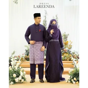 MOFF Bridal Set BAJU DRESS Lareenda In DARK PURPLE | Nikah Kahwin |Tunang | Full set Kurung Moden