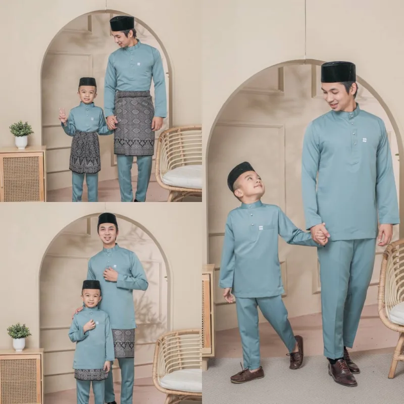 BAJU MELAYU SEDONDON | SET AYAH DAN ANAK | BAJU MELAYU SLIMFIT | BAJU MELAYU SMOKE BLUE | BAJU MELAYU RAYA 2024 thumbnail 4
