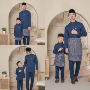 BAJU MELAYU SEDONDON | SET AYAH DAN ANAK | BAJU MELAYU SLIMFIT | BAJU MELAYU NAVY BLUE |BAJU MELAYU RAYA 2024