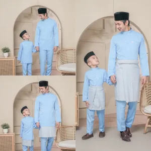 BAJU MELAYU SEDONDON |SET AYAH DAN ANAK| BAJU MELAYU SLIM FIT | BAJU MELAYU NUDE BABY BLUE | BAJU MELAYU RAYA 2024
