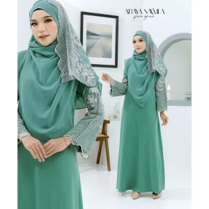 NEW DESIGN JUBAH ABAYA KEBARUNG NAWILA SEKALI SHAWL IN 7 COLOUR I DINNER I KENDURI I MAJLIS AKIKAH BY MOFF COLLECTION