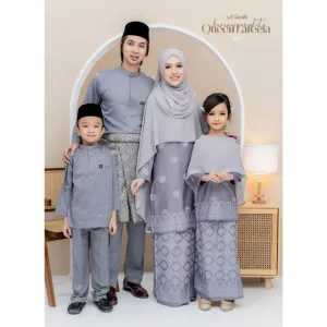 Set Family Songket Lateefa In GREY I Kurung Moden I Ayah Anak I Ibu I Moden I Set Family By Moff2u