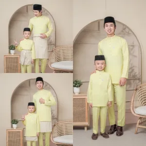 BAJU MELAYU SEDONDON |SET AYAH DAN ANAK| BAJU MELAYU SLIM FIT | BAJU MELAYU YELLOW | BAJU MELAYU RAYA 2024