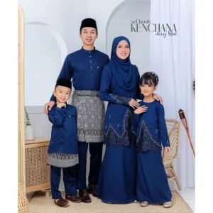 FULL SET FAMILY BAJU KRUNG KENCHANA | RAYA SEDONDON | BAJU KURUNG MODEN | KURUNG NAVY BLUE | BAJU RAYA 2023 | BY MOFF2U