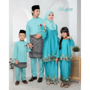 Moff Kurung Moden Rayna Dewasa | Family | Budak | Set Family Raya {Mint Green}