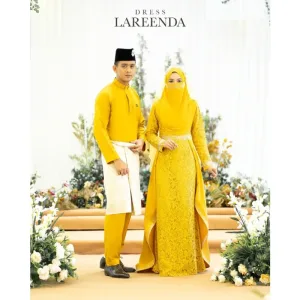 MOFF Bridal Set BAJU DRESS Lareenda In MUSTARD YELLOW | Nikah Kahwin |Tunang