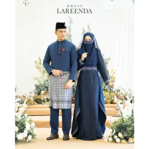 MOFF Bridal Set BAJU DRESS Lareenda In NAVY BLUE | Nikah Kahwin |Tunang | Full set Kurung Moden