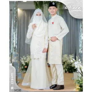 BAJU KURUNG LACE | BAJU KURUNG MODEN Bridal Set Alana In Cream | Full set 11 Item | Tunang | Kahwin BY MOFF2U
