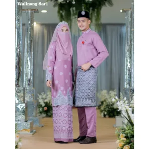 BAJU KURUNG SONGKET | BAJU KURUNG Bridal Set Walinong Sari In Dusty Purple | Full set 6 Item | Tunang | Nikah BY MOFF2U
